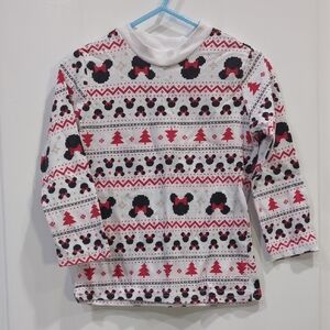 Disney Kids' Festive Mickey Mouse Long Sleeve Tee - Red, Black, and White